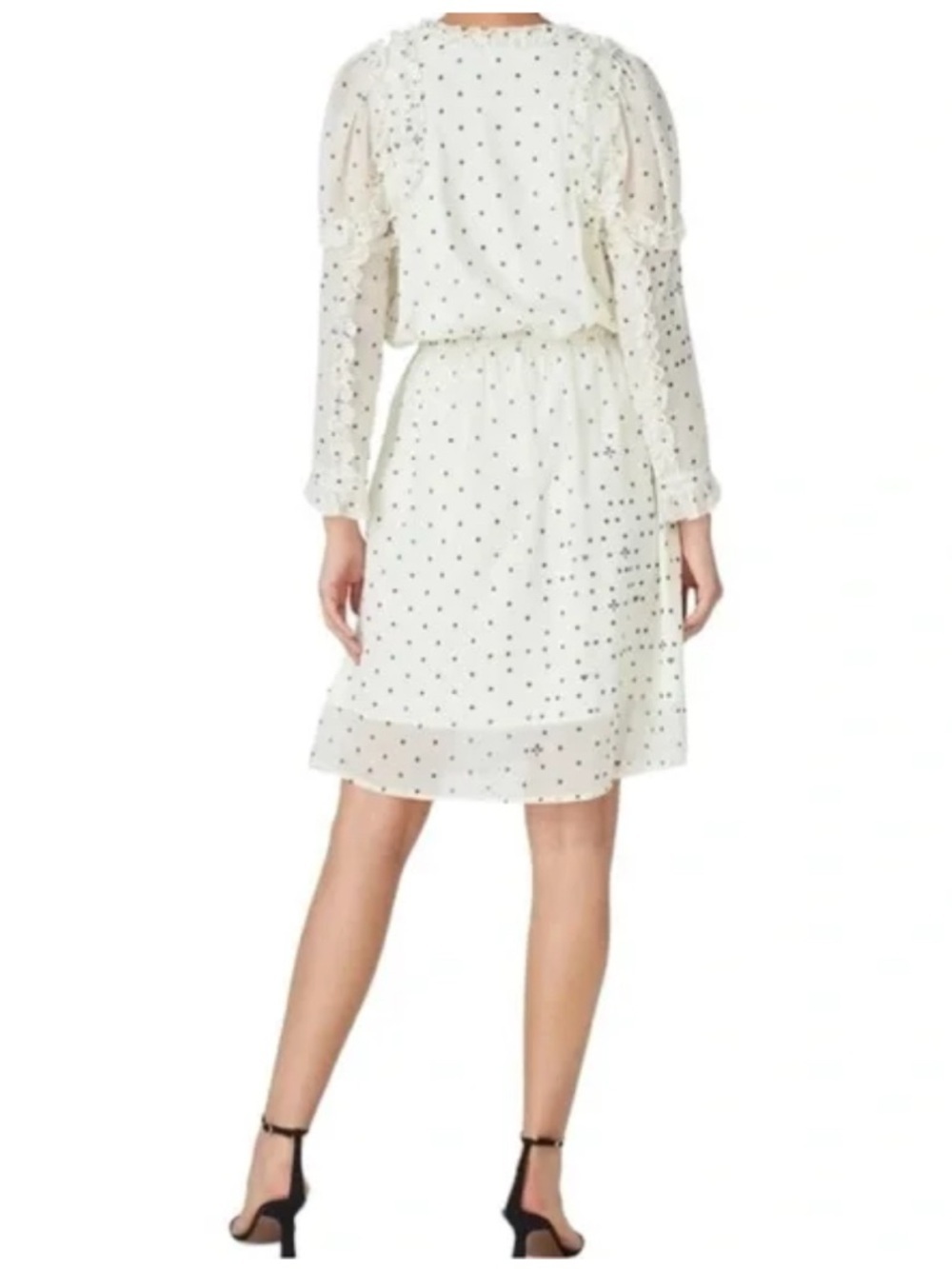 Koché Collective Polka Dot Ruffle Lace-Up Dress Size 36 Sheer Romantic - Picture 2 of 11